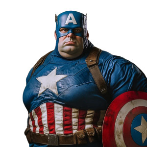 Obese Captain America V2 Vinyl Car Decal Sticker – Waterproof & UV-Resistant 8"