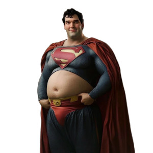 Fat Superman Smiling Vinyl Car Decal Sticker – Waterproof & UV-Resistant 8"