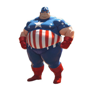 Fat Captain America Vinyl Car Decal Sticker – Waterproof & UV-Resistant 8" Fat Captain America Vinyl Car Decal Sticker – Waterproof & UV-Resistant 8"