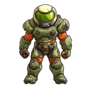 Doom Slayer Cartoon Vinyl Car Decal Sticker – Waterproof & UV-Resistant 8"