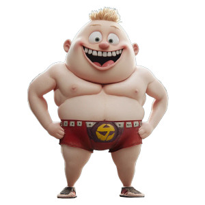 Human-Faced Captain Underpants Vinyl Car Decal Sticker – Waterproof & UV-Resistant 8"