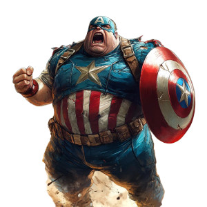 Obese Captain America V5 Vinyl Car Decal Sticker – Waterproof & UV-Resistant 8"