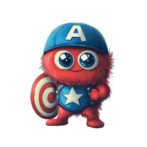 Red Monster Captain Vinyl Car Decal Sticker – Waterproof & UV-Resistant 8"