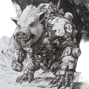 Cyborg Boar Wrestler Vinyl Car Decal Sticker – Waterproof & UV-Resistant 8" Cyborg Boar Wrestler Vinyl Car Decal Sticker – Waterproof & UV-Resistant 8"
