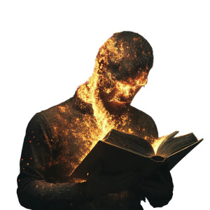 Fiery Book Reader Vinyl Car Decal Sticker – Waterproof & UV-Resistant 8"