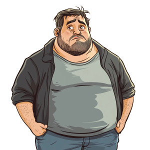 Comic Overweight Man Vinyl Car Decal Sticker – Waterproof & UV-Resistant 8"