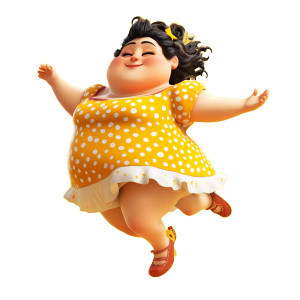 Chubby Giant Woman Vinyl Car Decal Sticker – Waterproof & UV-Resistant 8"