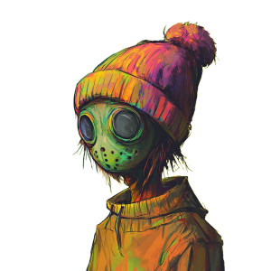 Childish Masked Figure Vinyl Car Decal Sticker – Waterproof & UV-Resistant 8"