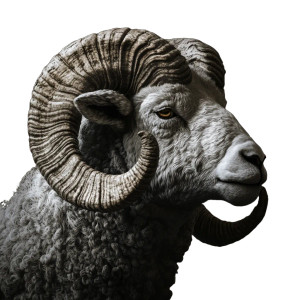 Curly Horned Ram Vinyl Car Decal Sticker – Waterproof & UV-Resistant 8"