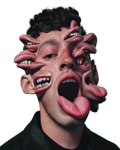 Multimouthed Man Portrait Vinyl Car Decal Sticker – Waterproof & UV-Resistant 8"