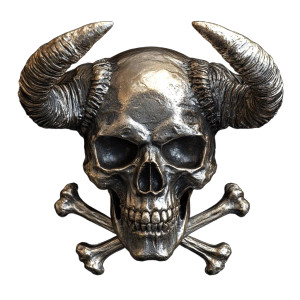 Metal Demon Skull Vinyl Car Decal Sticker – Waterproof & UV-Resistant 8"