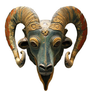 Ancient Mongolian Mask Vinyl Car Decal Sticker – Waterproof & UV-Resistant 8"