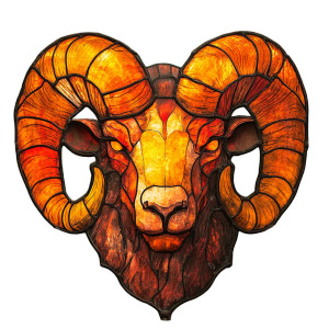Angry Ram Stained Glass Vinyl Car Decal Sticker – Waterproof & UV-Resistant 8"