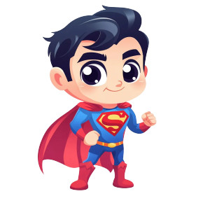 Cute Superman Illustration Vinyl Car Decal Sticker – Waterproof & UV-Resistant 8"