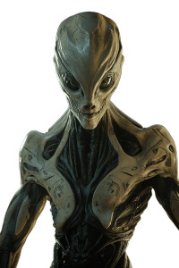 Peaceful Alien Spaceship Vinyl Car Decal Sticker – Waterproof & UV-Resistant 8"