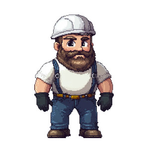 Pixel Construction Worker Vinyl Car Decal Sticker – Waterproof & UV-Resistant 8"