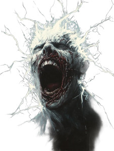 Fighting Zombie Face Vinyl Car Decal Sticker – Waterproof & UV-Resistant 8"