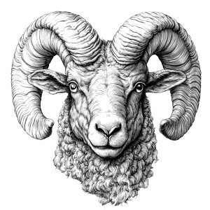 Woolly Ram Engraving Vinyl Car Decal Sticker – Waterproof & UV-Resistant 8"