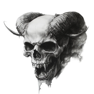 Demon Skull Charcoal Vinyl Car Decal Sticker – Waterproof & UV-Resistant 8"