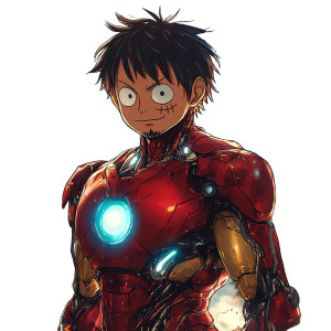 Luffy Ironman Suit Vinyl Car Decal Sticker – Waterproof & UV-Resistant 8"