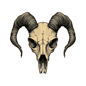 Caricature Goat Skull Vinyl Car Decal Sticker – Waterproof & UV-Resistant 8"