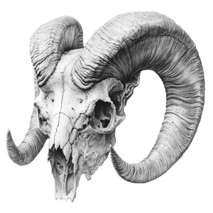 Grotesque Ram Skull Vinyl Car Decal Sticker – Waterproof & UV-Resistant 8"