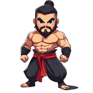 Cartoon Martial Warrior Vinyl Car Decal Sticker – Waterproof & UV-Resistant 8"
