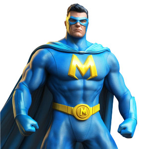 Caped Superhero M Vinyl Car Decal Sticker – Waterproof & UV-Resistant 8"