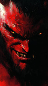 Red Devil Portrait Vinyl Car Decal Sticker – Waterproof & UV-Resistant 8"