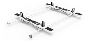 Heavy Duty Aluminum EZ-LoDown Double Ladder Rack | Multi-Fit Van Rack | Rust-Free | Adjustable Clamps