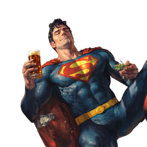 Drunk Superman Relaxing Vinyl Car Decal Sticker – Waterproof & UV-Resistant 8"