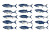 Stylized Sardines Print Vinyl Car Decal Sticker – Waterproof & UV-Resistant 8"