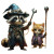 Magician Raccoon & Cat Vinyl Car Decal Sticker – Waterproof & UV-Resistant 8"