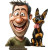 Cheerful Man With Dog Vinyl Car Decal Sticker – Waterproof & UV-Resistant 8"