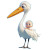 Cartoon Stork Baby Vinyl Car Decal Sticker – Waterproof & UV-Resistant 8"