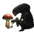 Alien Eating Toadstool Vinyl Car Decal Sticker – Waterproof & UV-Resistant 8"