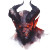 Crimson Demon Portrait Vinyl Car Decal Sticker – Waterproof & UV-Resistant 8"