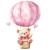 Pink Balloon Teddy Vinyl Car Decal Sticker – Waterproof & UV-Resistant 8"