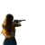 Clay Shooting Woman Vinyl Car Decal Sticker – Waterproof & UV-Resistant 8"