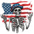 Patriotic Skeleton Sticker Vinyl Car Decal Sticker – Waterproof & UV-Resistant 8"