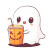 Kawaii Ghost Drink Vinyl Car Decal Sticker – Waterproof & UV-Resistant 8"