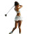 Female Golfer Teeing Vinyl Car Decal Sticker – Waterproof & UV-Resistant 8"