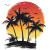 Palm Trees Sunset Vinyl Car Decal Sticker – Waterproof & UV-Resistant 8"