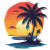 Sunset Palm T-Shirt Vinyl Car Decal Sticker – Waterproof & UV-Resistant 8"