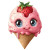 Cute Strawberry Ice Cream Vinyl Car Decal Sticker – Waterproof & UV-Resistant 8"