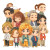 Chibi Character Gathering Vinyl Car Decal Sticker – Waterproof & UV-Resistant 8"