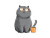 Fluffy Gray Cat Comic Vinyl Car Decal Sticker – Waterproof & UV-Resistant 8"