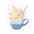 Kawaii Ice Cream Cup Vinyl Car Decal Sticker – Waterproof & UV-Resistant 8"