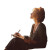 Woman Journaling V2 Vinyl Car Decal Sticker – Waterproof & UV-Resistant 8"