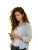 Young Woman On Phone Vinyl Car Decal Sticker – Waterproof & UV-Resistant 8"